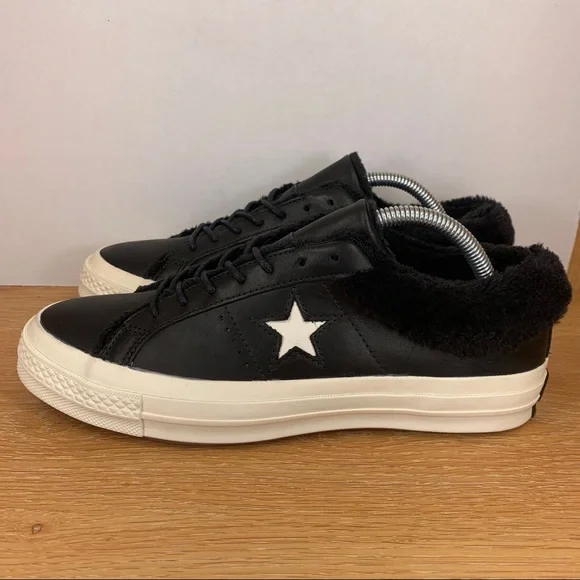 Converse One Star Ox Leather Faux Fur Trim Women Sneaker - Picture 3 of 7